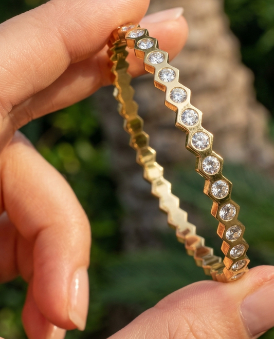 Dazzling Honeycomb 18K Gold Plated Bracelet