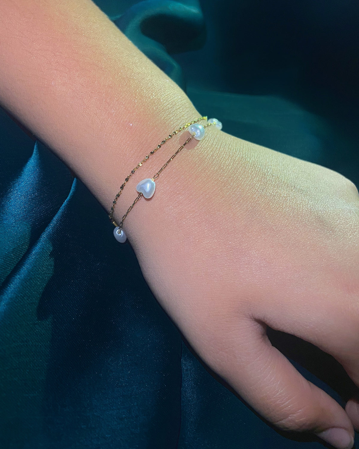 Pearl Heart 18K Gold Plated Bracelet