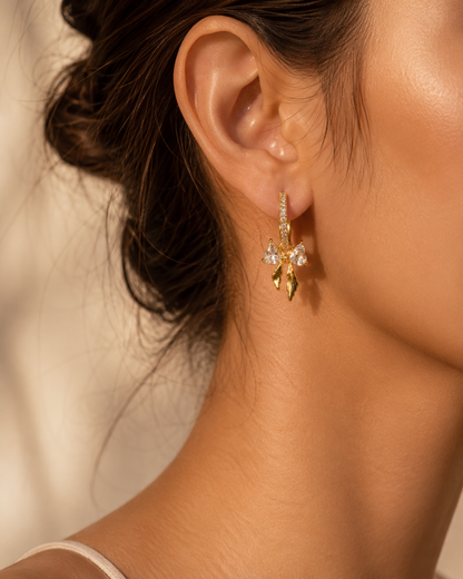 Sweetheart Bow 18k Goldplated Earrings