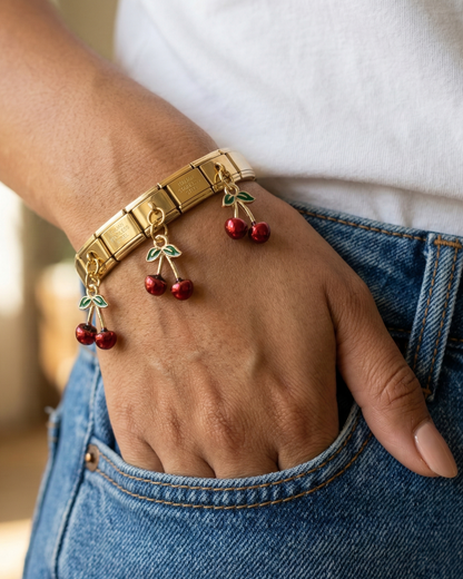 Trendy Cute Cherry 18K Gold Plated Bracelet