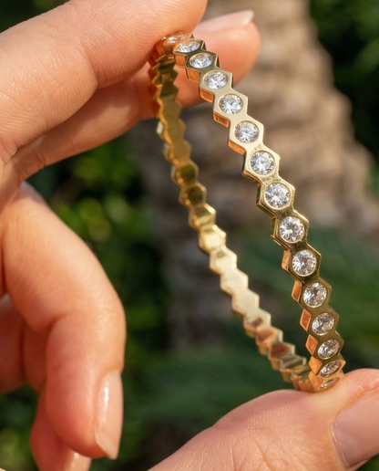 Dazzling Honeycomb 18K Gold Plated Bracelet