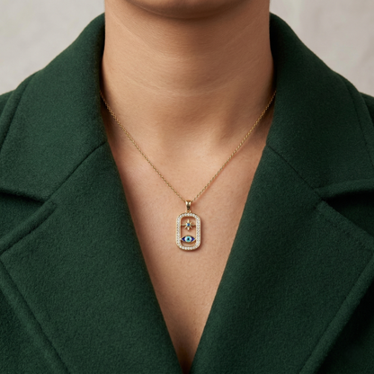 18k Gold Plated Star evil eye Necklace