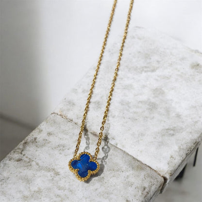 Single Blue Clove 18K Gold Plated Necklace