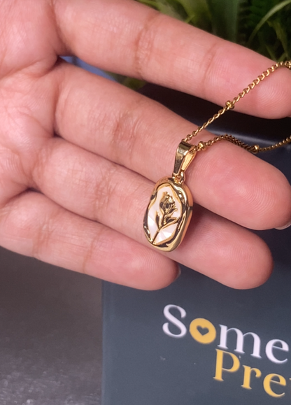 18K Gold Plated Goldern Rose Pendant Necklace