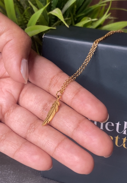 Feather Charm 18K Gold Plated Necklace