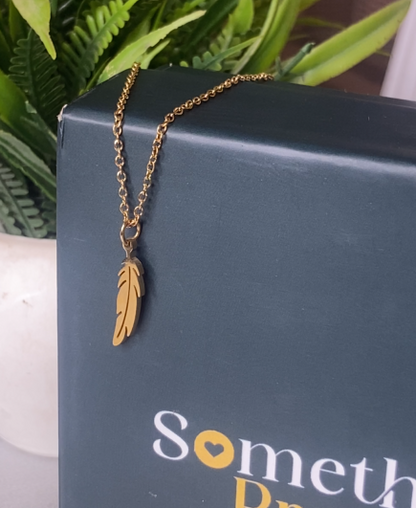 Feather Charm 18K Gold Plated Necklace