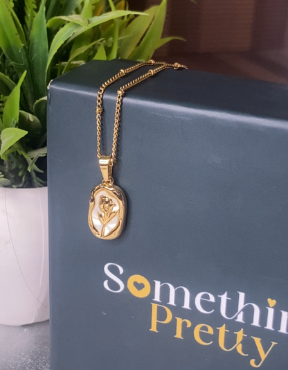 18K Gold Plated Goldern Rose Pendant Necklace