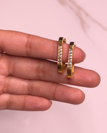 Classic J-shaped 18K Gold Plated Hoops