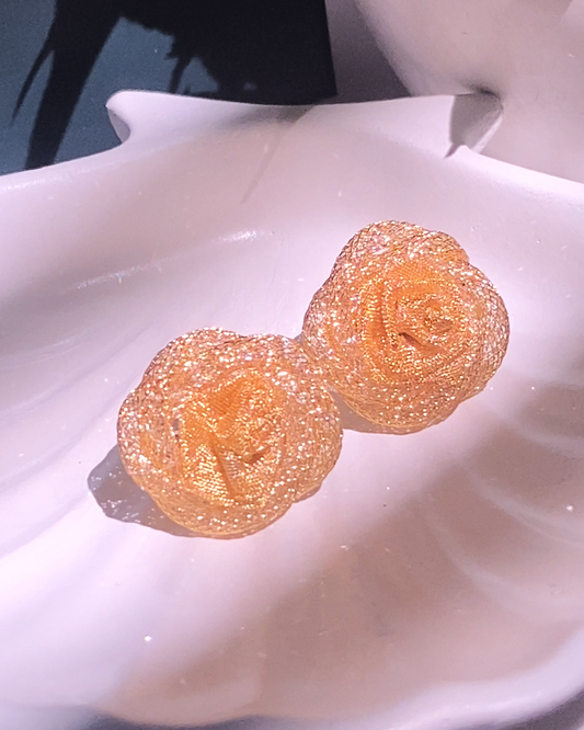 Gold Mesh Rose stud 18K Gold Plated Earrings
