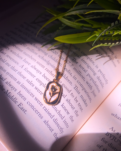 18K Gold Plated Goldern Rose Pendant Necklace