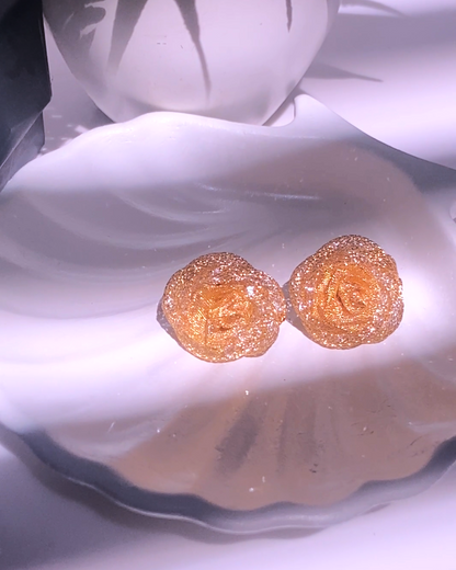 Gold Mesh Rose stud 18K Gold Plated Earrings