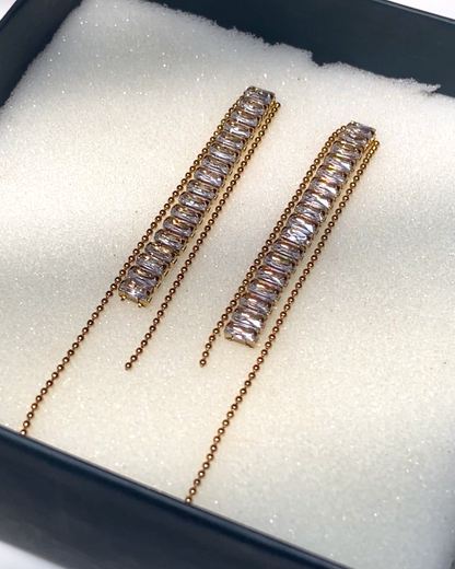 Trendy Long Tennis 18k Gold Plated Earrings