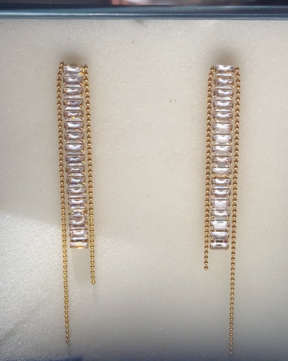 Trendy Long Tennis 18k Gold Plated Earrings