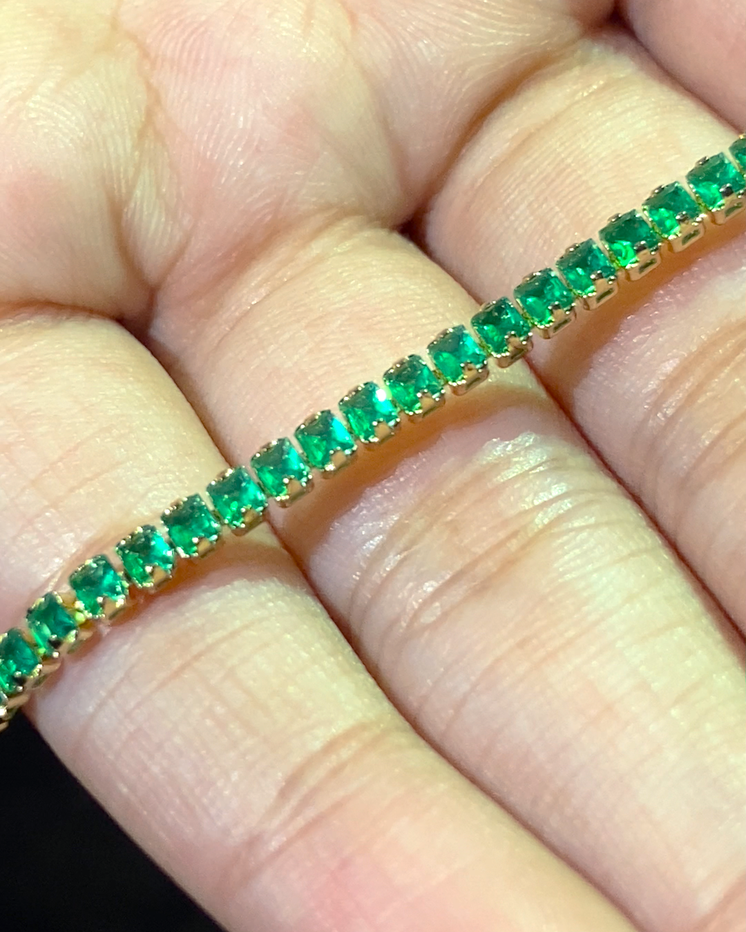 Green Starlight 18K Gold Plated Tennis Bracelet