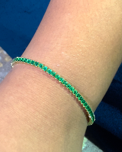 Green Starlight 18K Gold Plated Tennis Bracelet