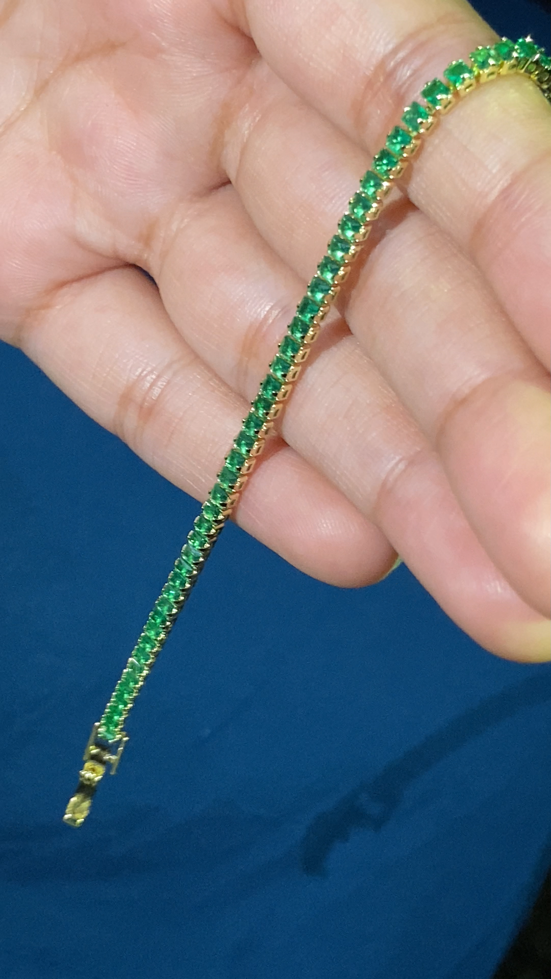 Green Starlight 18K Gold Plated Tennis Bracelet