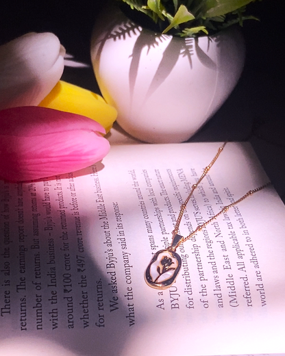 18K Gold Plated Goldern Rose Pendant Necklace