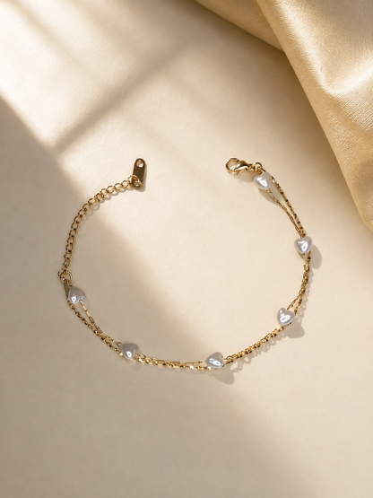 Pearl Heart 18K Gold Plated Bracelet